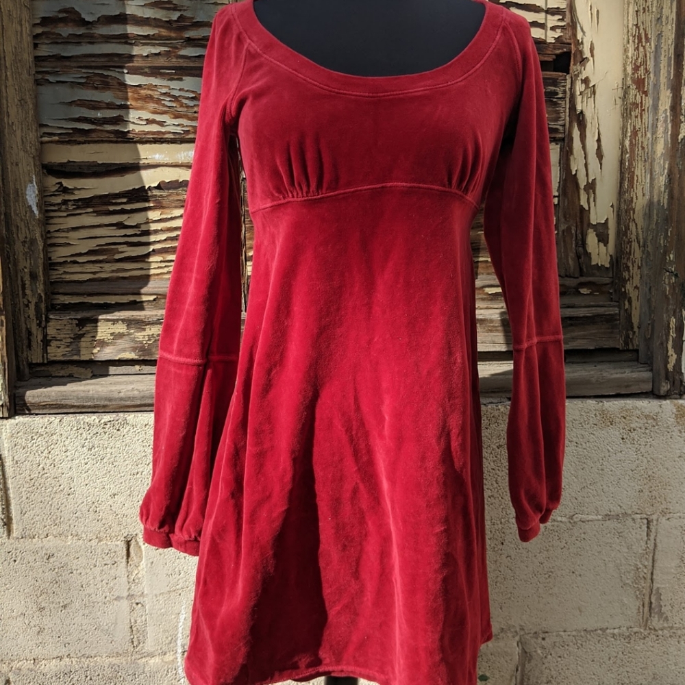 Juicy Couture Red Velvet Long Sleeve Dress